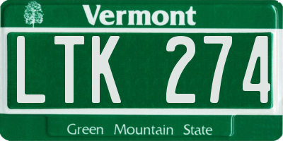 VT license plate LTK274