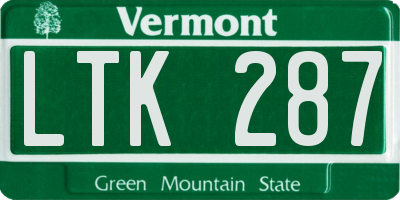 VT license plate LTK287