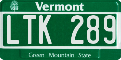 VT license plate LTK289