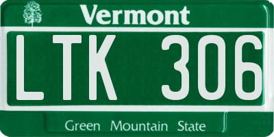 VT license plate LTK306