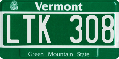 VT license plate LTK308