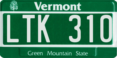 VT license plate LTK310