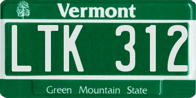 VT license plate LTK312