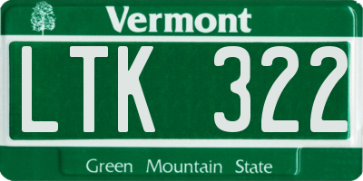 VT license plate LTK322