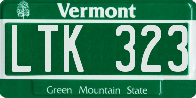VT license plate LTK323