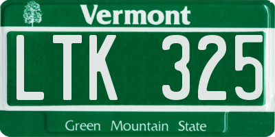 VT license plate LTK325