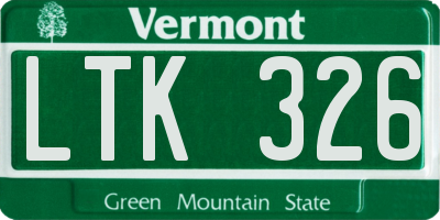 VT license plate LTK326