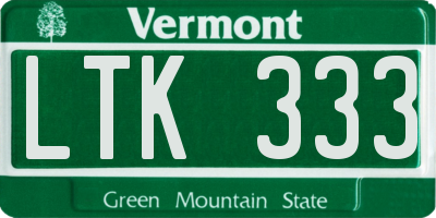 VT license plate LTK333