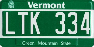 VT license plate LTK334