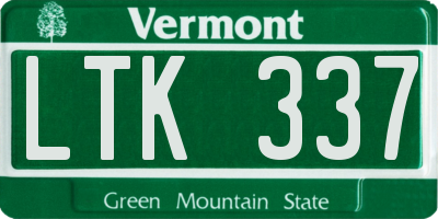 VT license plate LTK337
