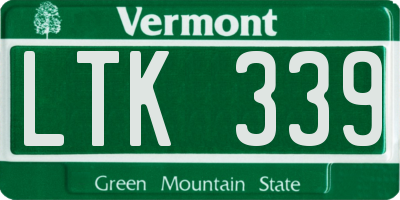 VT license plate LTK339