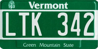 VT license plate LTK342