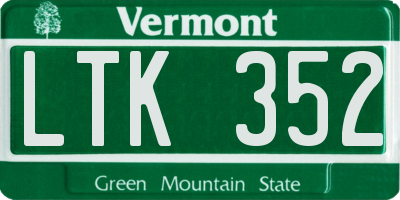 VT license plate LTK352