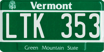 VT license plate LTK353