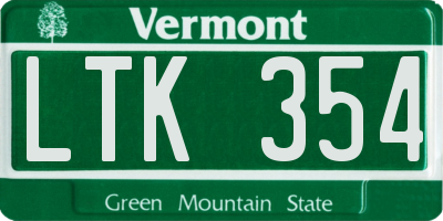 VT license plate LTK354