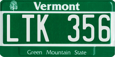 VT license plate LTK356