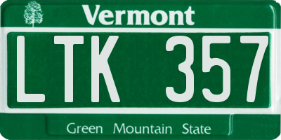 VT license plate LTK357