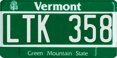 VT license plate LTK358