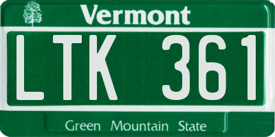 VT license plate LTK361