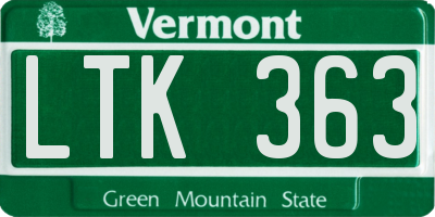 VT license plate LTK363