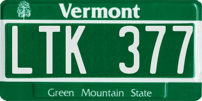 VT license plate LTK377