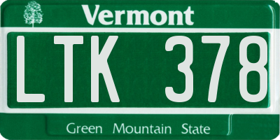 VT license plate LTK378