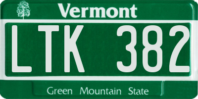 VT license plate LTK382