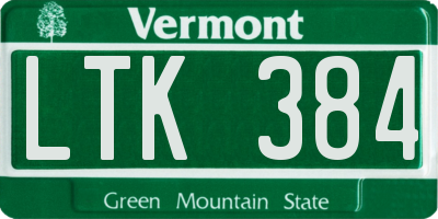 VT license plate LTK384