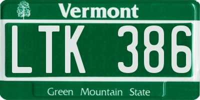 VT license plate LTK386