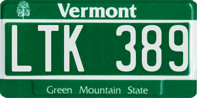 VT license plate LTK389