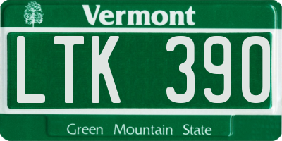VT license plate LTK390