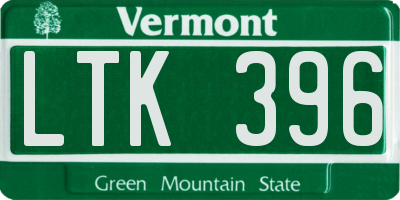 VT license plate LTK396