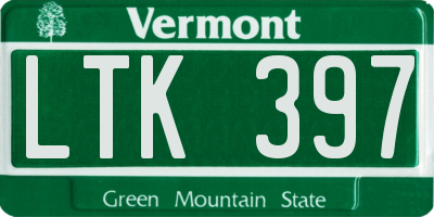 VT license plate LTK397