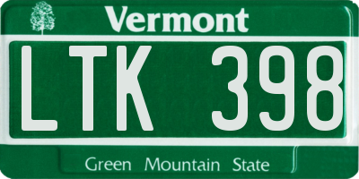 VT license plate LTK398