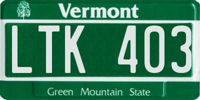 VT license plate LTK403