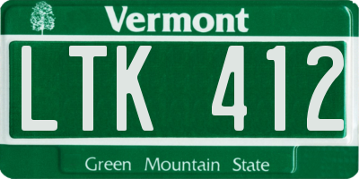 VT license plate LTK412