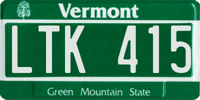 VT license plate LTK415