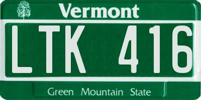VT license plate LTK416