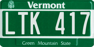 VT license plate LTK417
