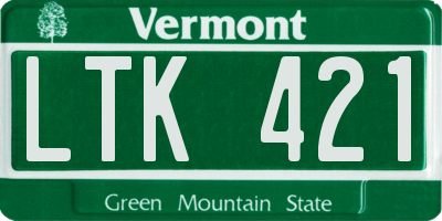 VT license plate LTK421
