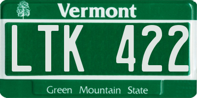 VT license plate LTK422