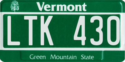 VT license plate LTK430
