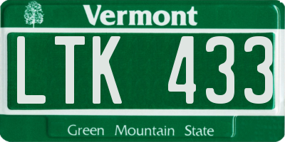 VT license plate LTK433