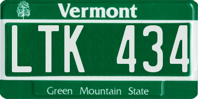 VT license plate LTK434