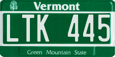 VT license plate LTK445