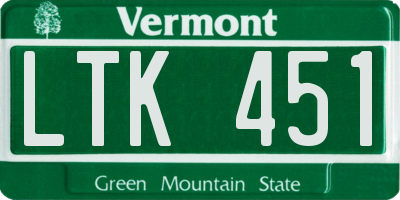VT license plate LTK451