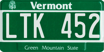 VT license plate LTK452