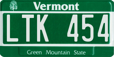 VT license plate LTK454