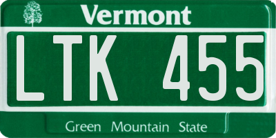 VT license plate LTK455