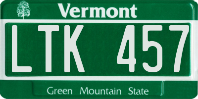 VT license plate LTK457